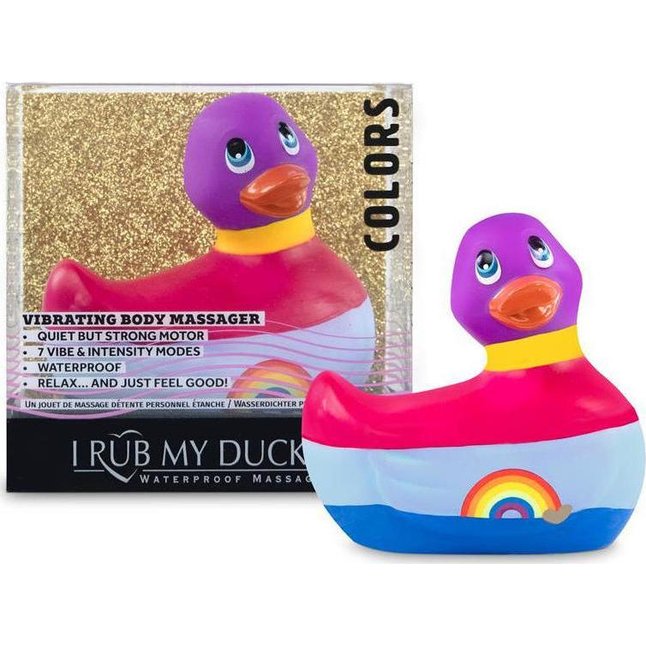 Вибратор-уточка I Rub My Duckie 2.0 Colors с разноцветными полосками. Фотография 2.
