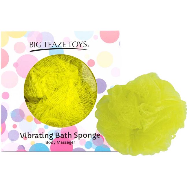 Желтая губка для ванны с вибропулей Vibrating Bath Sponge. Фотография 3.