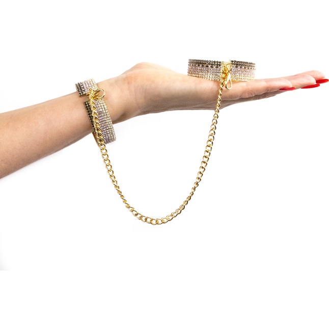 Золотистые наручники Diamond Handcuffs Liz. Фотография 3.