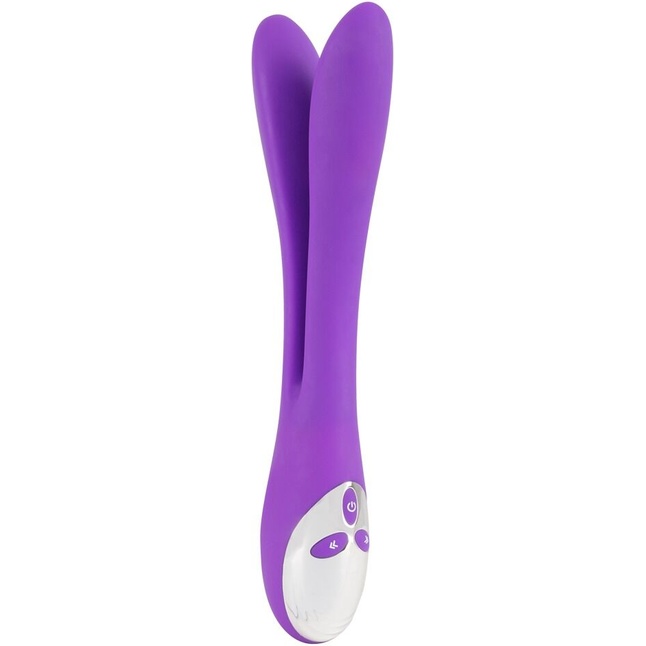 Фиолетовый сдвоенный вибратор Bendable Double Vibrator - 24,3 см - Smile