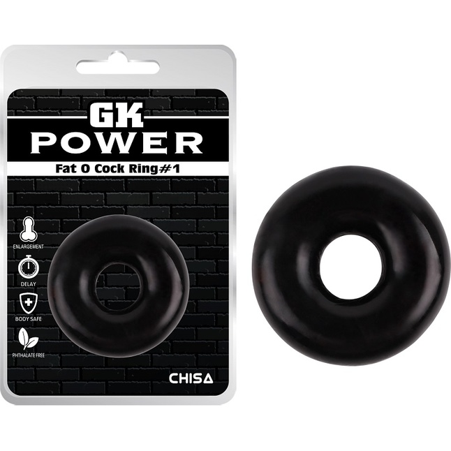 Черное эрекционное кольцо Fat O Cock Ring #1 - GK Power