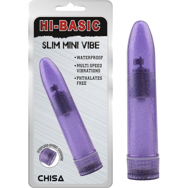 Фиолетовый мини-вибратор Slim Mini Vibe - 13,2 см - Hi-Basic. Фотография 2.
