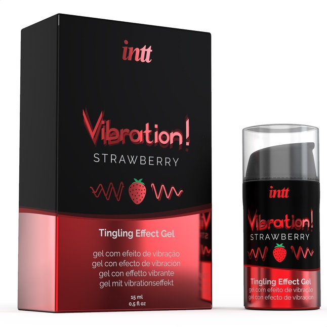 Жидкий интимный гель с эффектом вибрации Vibration! Strawberry - 15 мл. Фотография 2.