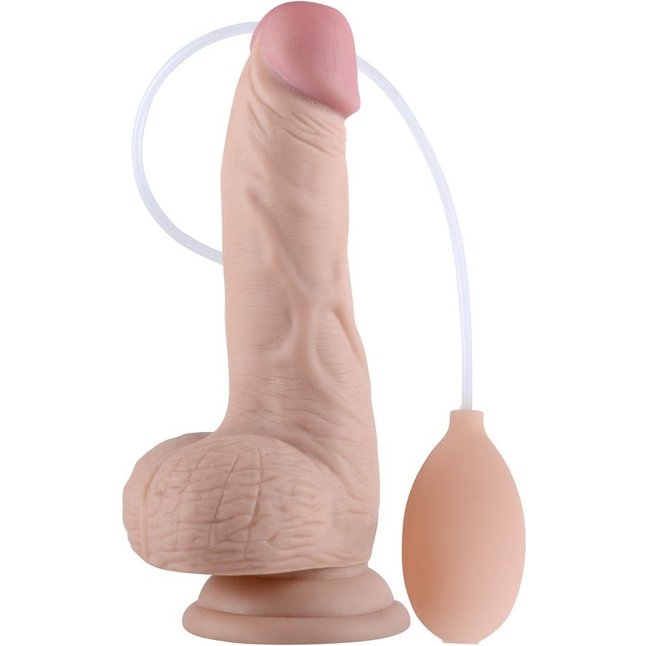 Телесный фаллоимитатор с имитацией эякуляции Soft Ejaculation Cock With Ball 8 - 17,8 см