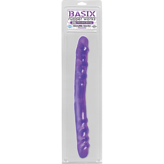 Фиолетовый двойной фаллоимитатор BASIX - 38,5 см - Basix Rubber Works. Фотография 2.