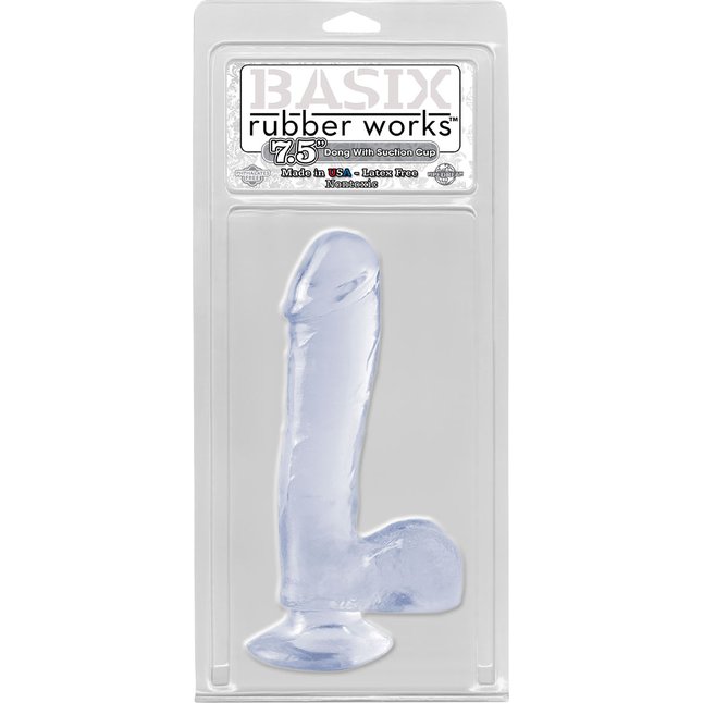 Прозрачный фаллоимитатор Basix Rubber Works 7.5 Dong with Suction Cup - 21,6 см - Basix Rubber Works. Фотография 2.