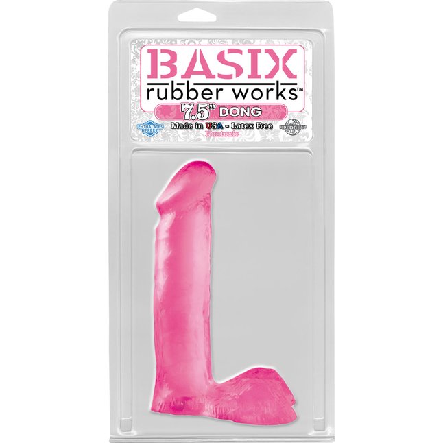 Розовый фаллоимитатор Basix - 19 см - Basix Rubber Works. Фотография 2.