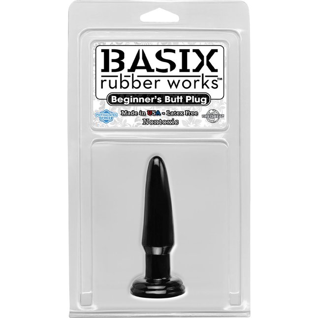 Черная анальная пробка Beginner s Butt Plug - 10,9 см - Basix Rubber Works. Фотография 2.
