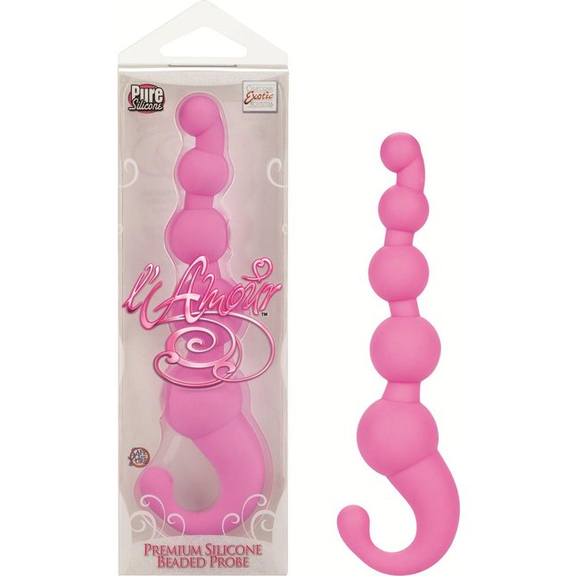 Упругая розовая цепочка L Amour Premium Silicone Beaded Probes - 17 см - L Amour. Фотография 2.