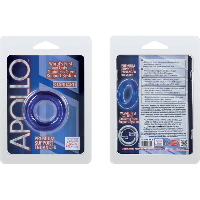 Синее эрекционное кольцо Apollo Premium Support Enhancers - Standard - Apollo. Фотография 2.