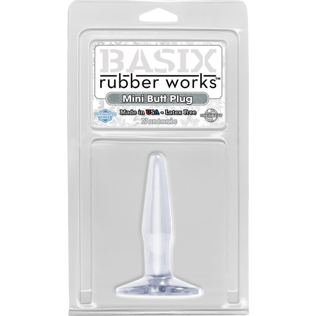 Прозрачная анальная пробка Basix Rubber Mini - 10,8 см - Basix Rubber Works. Фотография 2.