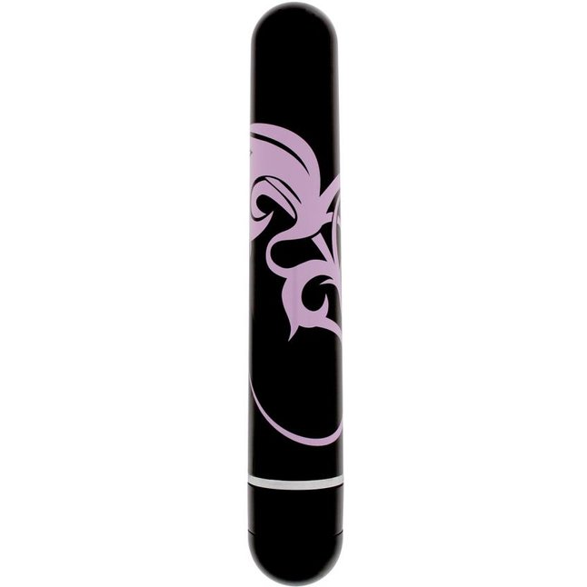 Чёрный вибратор Lovers Ink Tattoo Lardge с принтом - 20 см - Basics