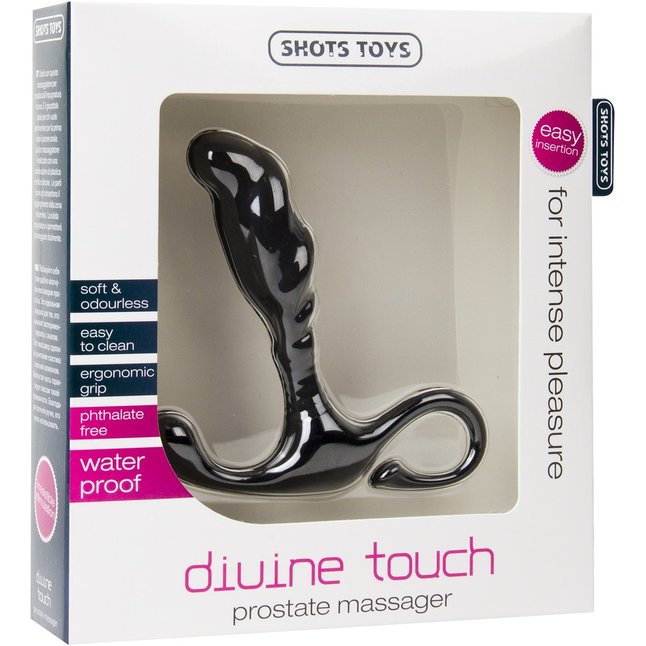Чёрный стимулятор простаты DivineTouch - 10,5 см - Shots Toys. Фотография 2.