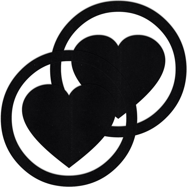 Чёрные пестисы Round Hearts в форме сердечек в круге - Ouch!