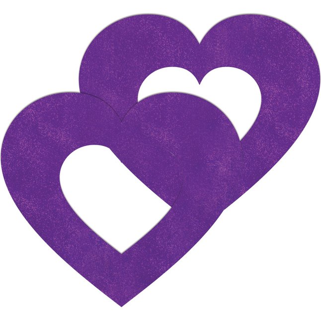 Фиолетовые пестисы на грудь в форме сердечек - Ouch!