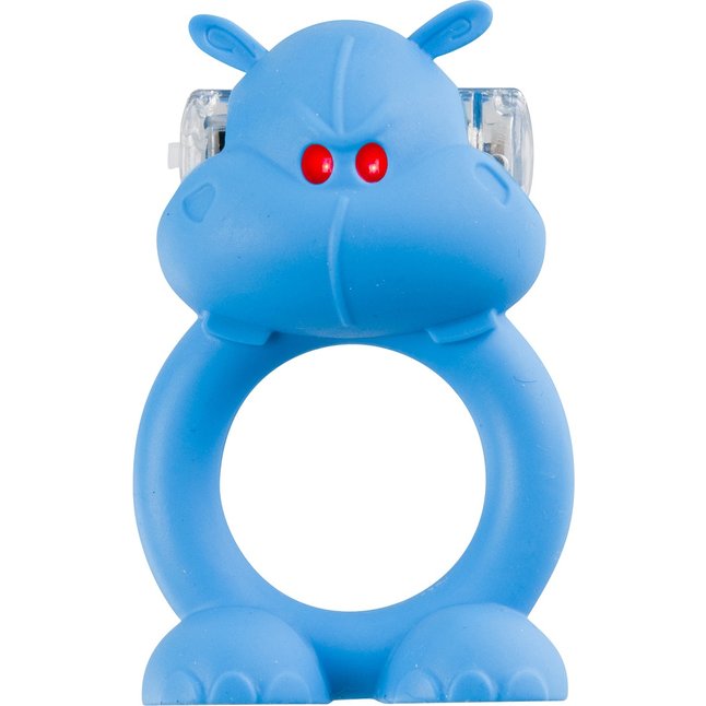 Голубое виброкольцо на пенис Happy Hippo - S-line