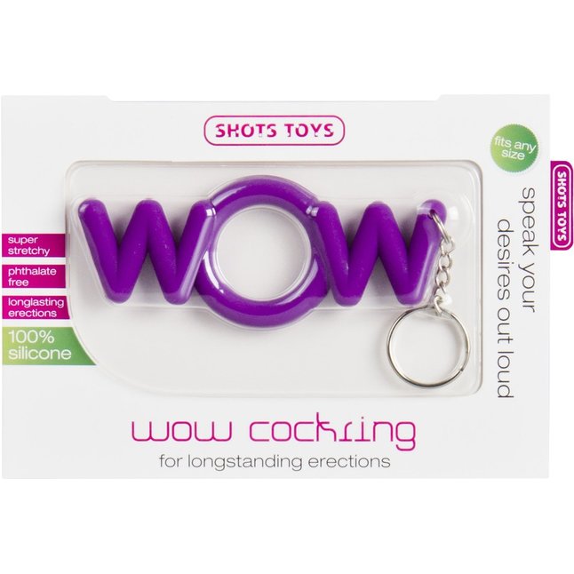 Фиолетовое эрекционное кольцо-брелок WOW Cockring - Shots Toys