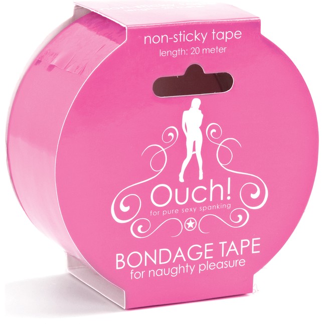 Розовая лента для связывания Bondage Tape - Ouch!. Фотография 2.