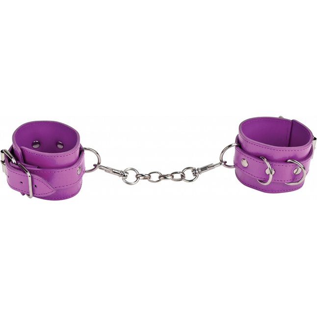 Фиолетовые кожаные наручники с заклёпками - Ouch!. Фотография 2.