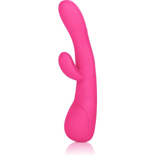Розовый вибромассажер Impress Tongue со стимуляцией клитора - 18 см - Impress. Фотография 2.