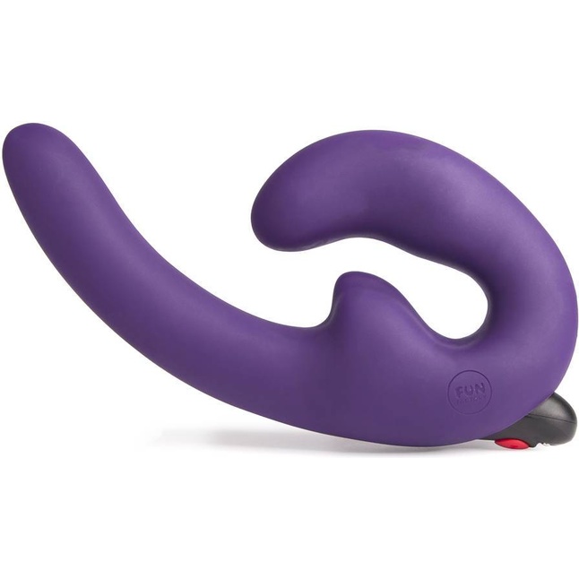 Фиолетовый безремневой страпон с вибрацией Sharevibe. Фотография 2.