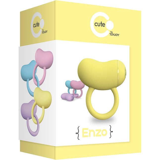 Желтое виброкольцо на пенис ENZO COUPLES RING - Cute. Фотография 2.