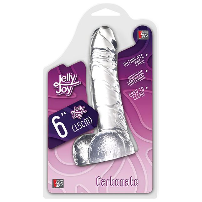 Прозрачный фаллоимитатор из желейного материала JELLY JOY CARBONATE CLEAR - 15,2 см - Jelly Joy. Фотография 2.