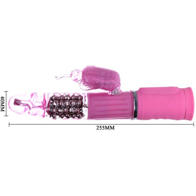 Розовый вибратор-бабочка с ротацией - 25,5 см. Фотография 5.