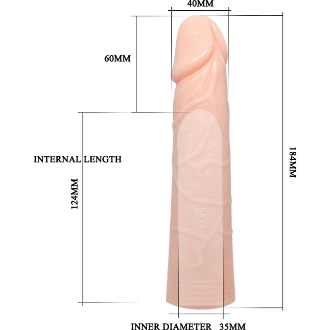Удлиняющая насадка на пенис Deep Love - 21,5 см. Фотография 4.