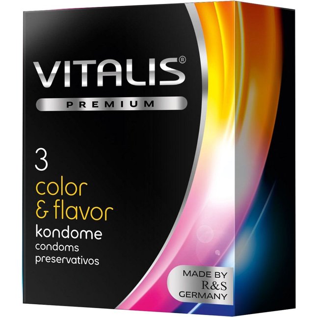 Цветные ароматизированные презервативы VITALIS PREMIUM color flavor - 3 шт