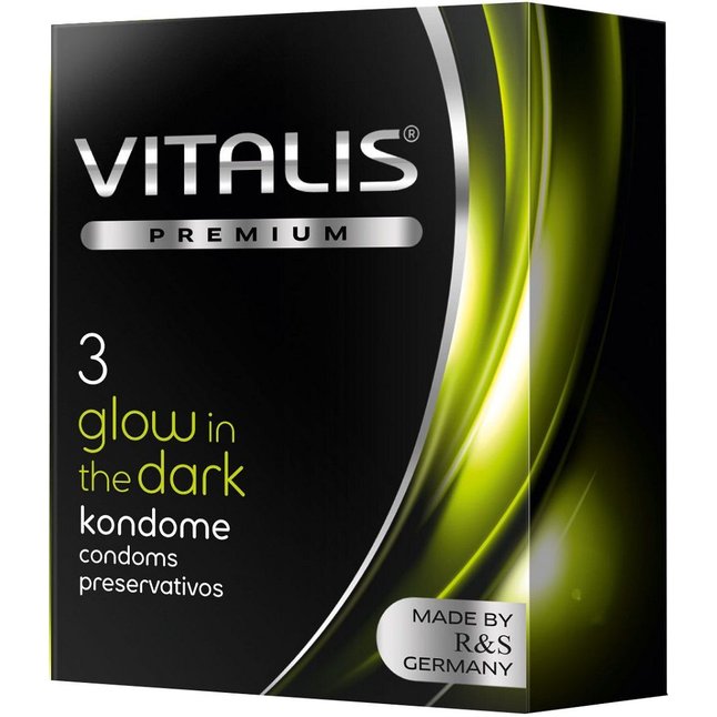 Свеящиеся в темноте презервативы VITALIS PREMIUM glow in the dark - 3 шт - VITALIS