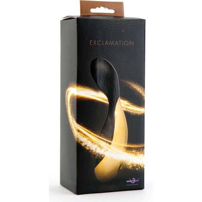 Черно-золотистый перезаряжаемый вибратор Exclamation - 13,5 см. - Premium Range