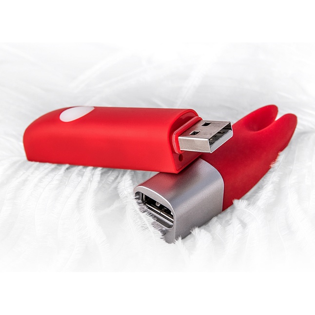 Красный клиторальный вибратор с 4Gb USB памяти и 7 режимами вибрации. Фотография 4.