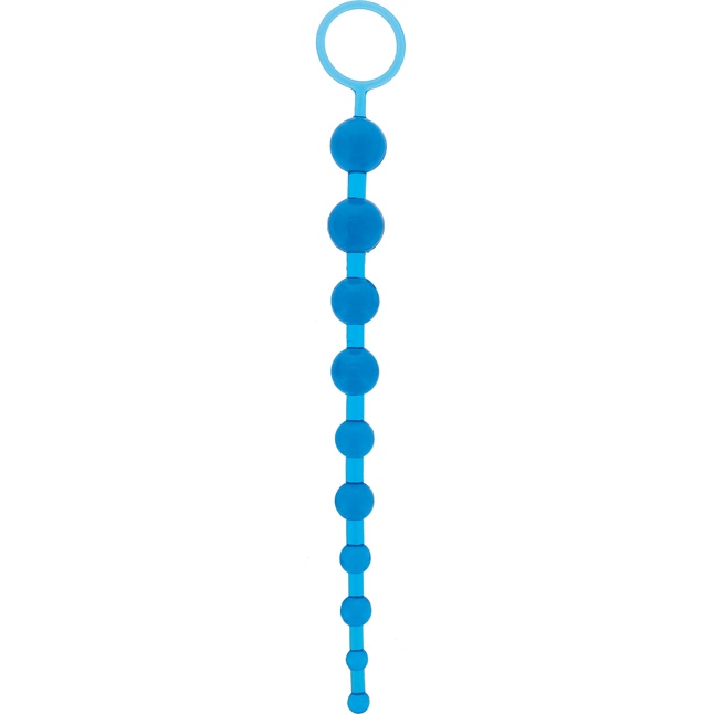 Синяя анальная цепочка с кольцом ORIENTAL JELLY BUTT BEADS - 26,6 см