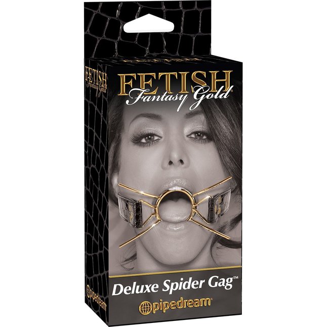 Золотистый расширитель для рта Gold Deluxe Spider Gag - Fetish Fantasy Gold. Фотография 2.