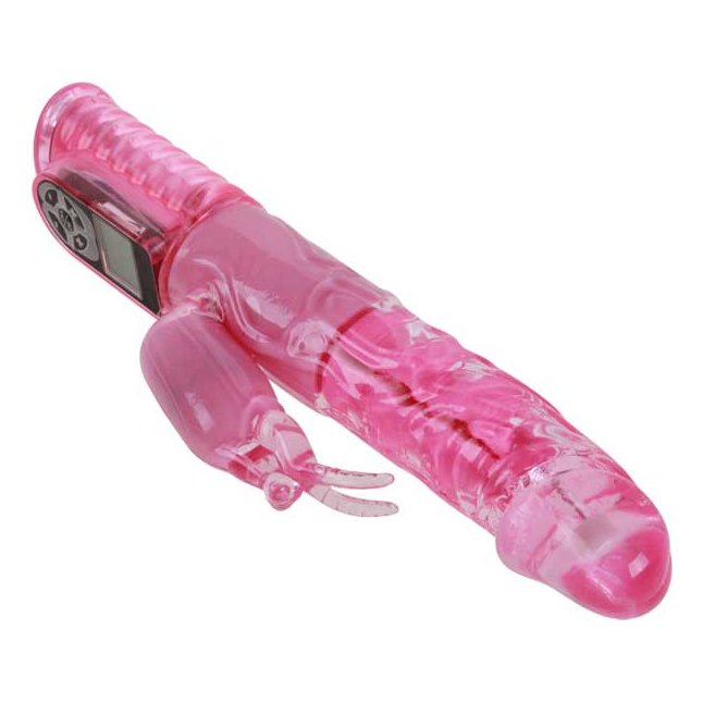 Розовый вибратор с функцией волнового вращения ствола Love Gift - 25 см. Фотография 2.