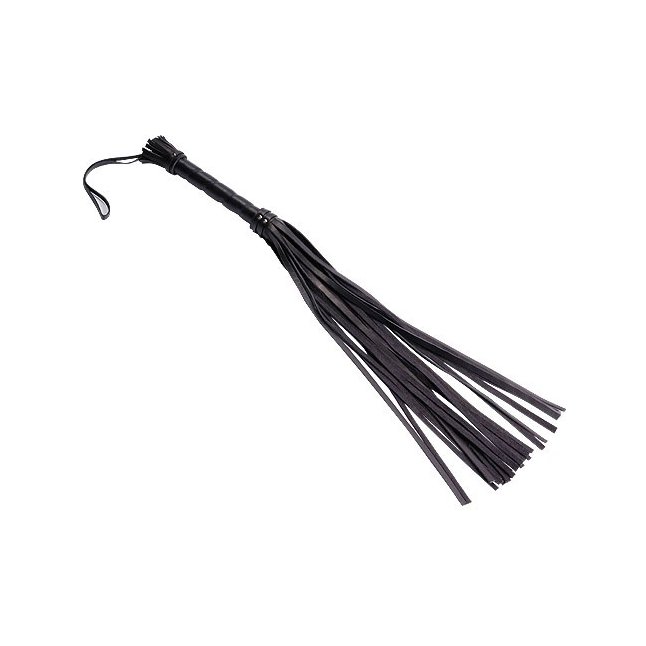 Чёрная кожаная плеть - 65 см - BDSM accessories