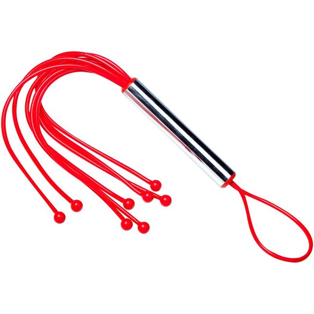 Красная резиновая плеть с 8 хлыстами - 35 см - Passion Line. Фотография 2.