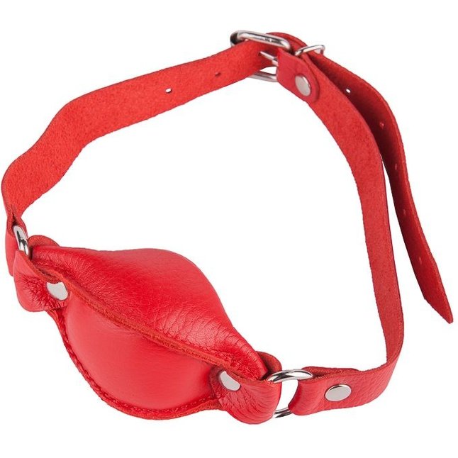 Красный кожаный кляп на регулируемых ремешках - BDSM accessories