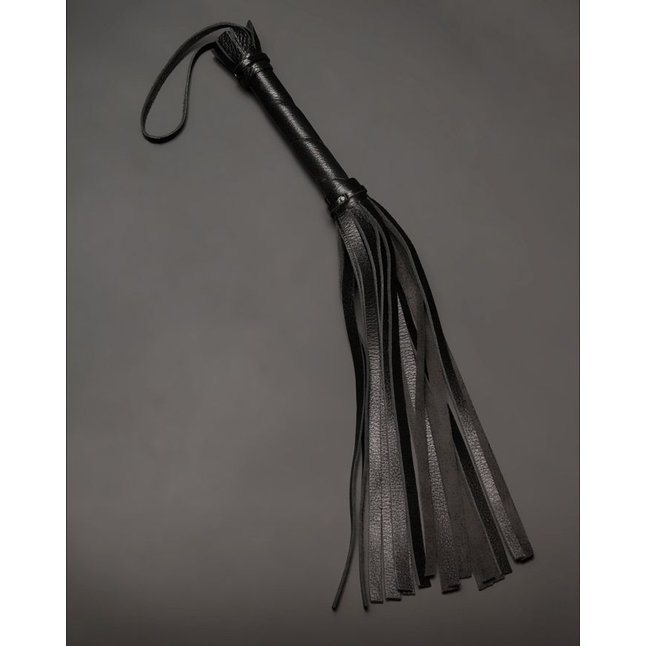 Чёрная кожаная плеть с 17 хвостами - 40 см - BDSM accessories