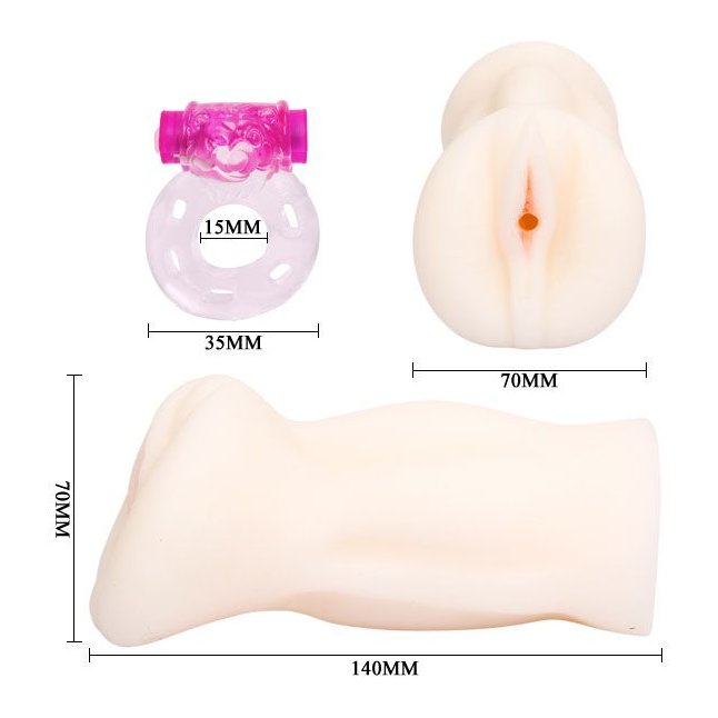 Вибрирующий мастурбатор со входом в виде вагины - 14 см. Фотография 6.