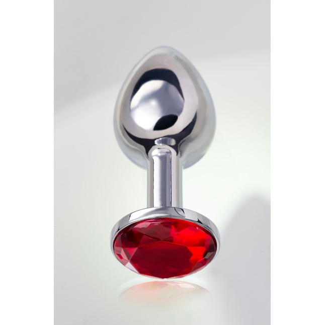 Малая серебристая анальная втулка с красным кристаллом - 6 см - Metal. Фотография 10.