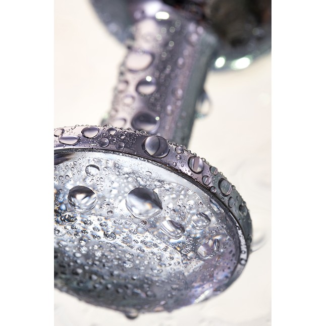 Малая серебристая анальная втулка с прозрачным кристаллом - 6 см - Metal. Фотография 8.