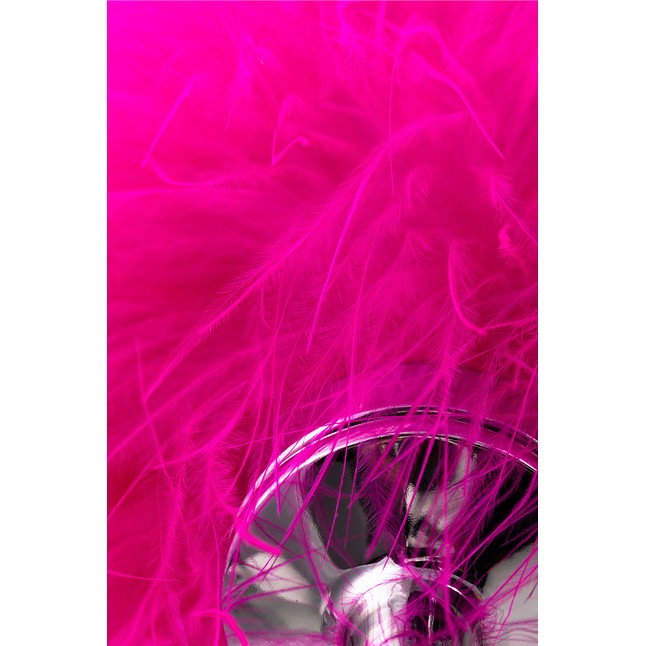 Малая анальная втулка с розовой опушкой - 8,5 см - Metal. Фотография 5.