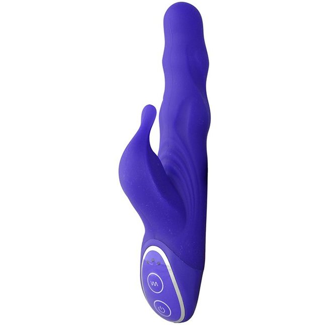 Фиолетовый вибромассажер с клиторальным стимулятором - 19 см - Explore Your Dreams. Фотография 5.
