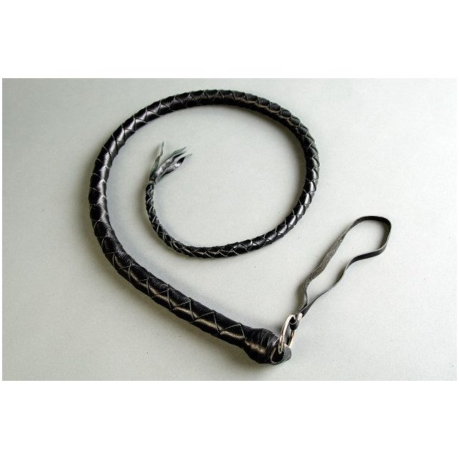 Чёрная однохвостая плеть с ручкой-петлёй - 100 см