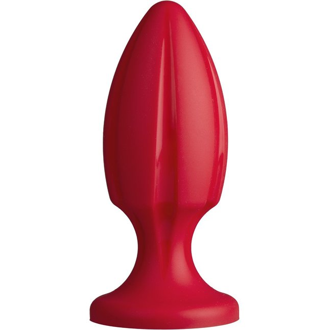 Красная анальная пробка The Rocket с продольными канавками - 12 см - Platinum Premium Silicone