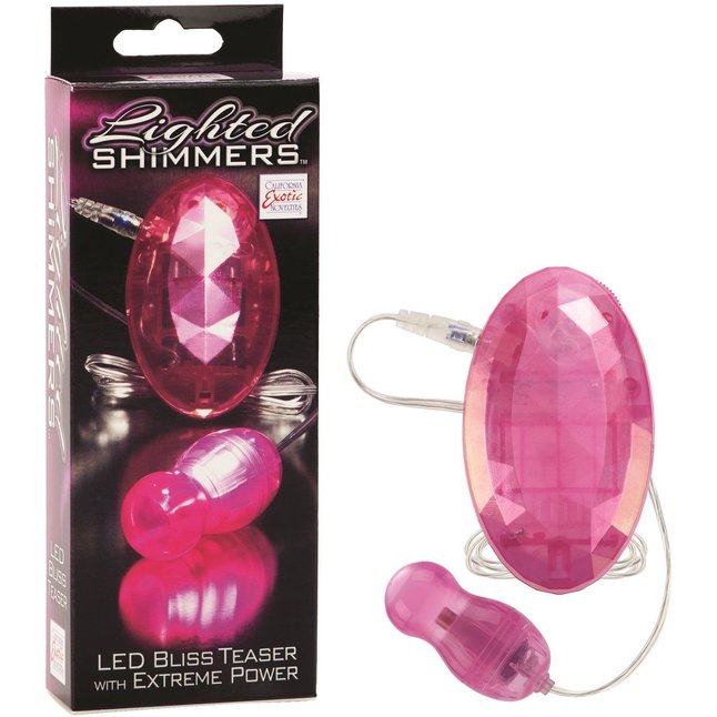 Розовая вибропулька с пультом-кристаллом и светодиодами Lighted Shimmers LED Bliss Teasers - Lighted Shimmers