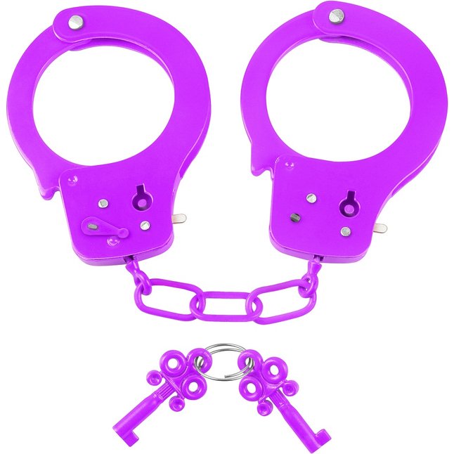 Фиолетовые металлические наручники с ключиками - Neon Luv Touch. Фотография 2.