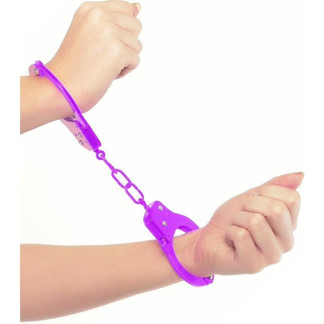 Фиолетовые металлические наручники с ключиками - Neon Luv Touch. Фотография 3.